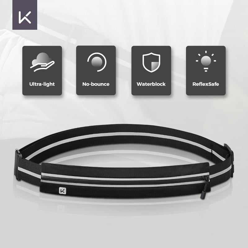 KEEP Slim Running Belt for Women & Men, Runners Fanny Pack for Men, Running Belt, Money Belt, Running Gear, Waist Bag Workout Gear