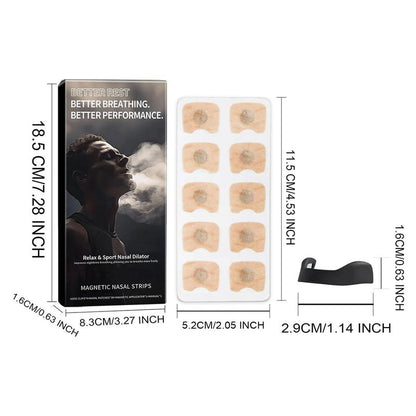Magnetic Nasal Strips Starter Kit, 30Pcs Nasal Patch & 1 Magnetic Applicator & 4 Nose Clips, Nasal Breathing Patch, Nasal Care Kit for Men & Women, Travel Size Products, Nasal Dilator Box, Snoring Strips, Magnetic Nasal Stripes, Nasal Strips Set