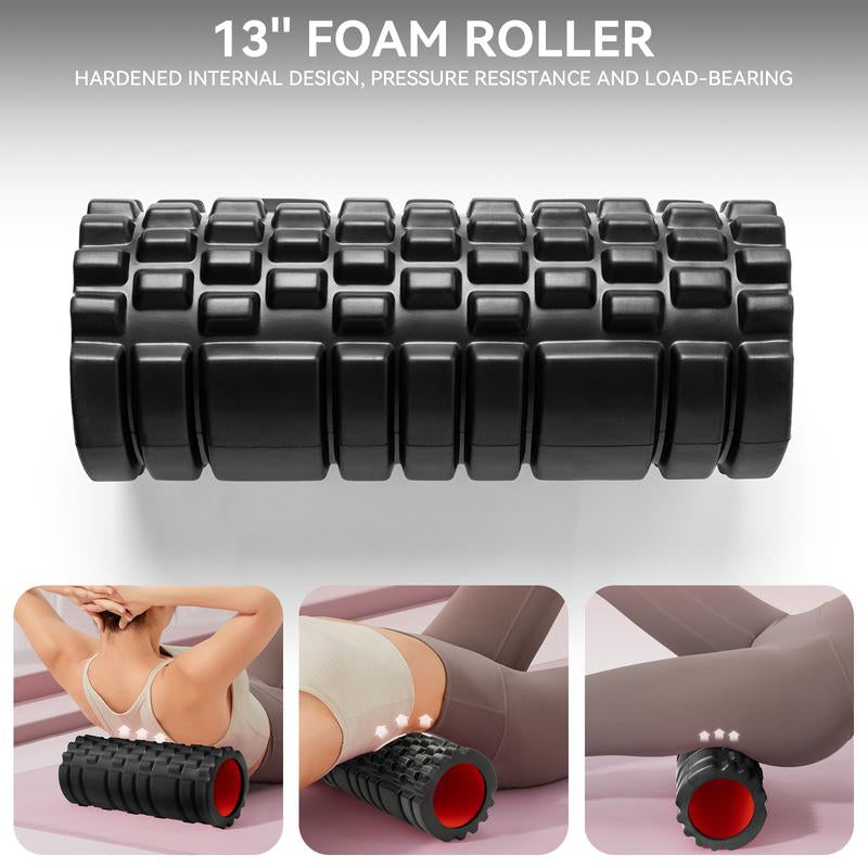 Foam Roller for Deep Tissue Massager, Patented High Density Exercise Foam Roller for Muscle Massage and Myofascial Trigger Point Release Back Roller for Fitness, Yoga and Pilates (Black) Body Care Therapy Muscle Massage Yoga Foam