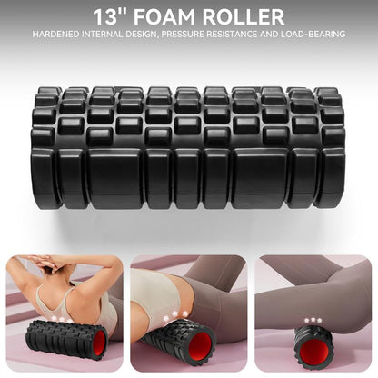 Foam Roller for Deep Tissue Massager, Patented High Density Exercise Foam Roller for Muscle Massage and Myofascial Trigger Point Release Back Roller for Fitness, Yoga and Pilates (Black) Body Care Therapy Muscle Massage Yoga Foam
