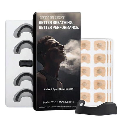 Magnetic Nasal Strips Starter Kit, 30Pcs Nasal Patch & 1 Magnetic Applicator & 4 Nose Clips, Nasal Breathing Patch, Nasal Care Kit for Men & Women, Travel Size Products, Nasal Dilator Box, Snoring Strips, Magnetic Nasal Stripes, Nasal Strips Set