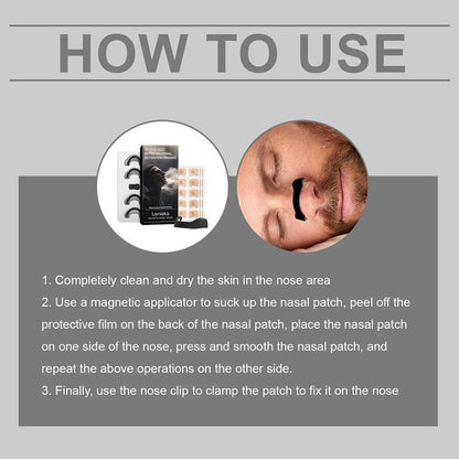 Magnetic Nasal Strips Starter Kit, 30Pcs Nasal Patch & 1 Magnetic Applicator & 4 Nose Clips, Nasal Breathing Patch, Nasal Care Kit for Men & Women, Travel Size Products, Nasal Dilator Box, Snoring Strips, Magnetic Nasal Stripes, Nasal Strips Set