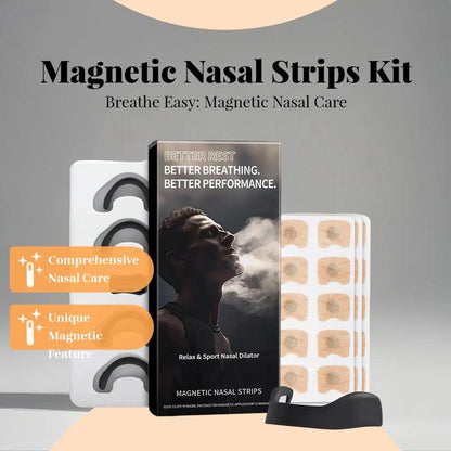 Magnetic Nasal Strips Starter Kit, 30Pcs Nasal Patch & 1 Magnetic Applicator & 4 Nose Clips, Nasal Breathing Patch, Nasal Care Kit for Men & Women, Travel Size Products, Nasal Dilator Box, Snoring Strips, Magnetic Nasal Stripes, Nasal Strips Set