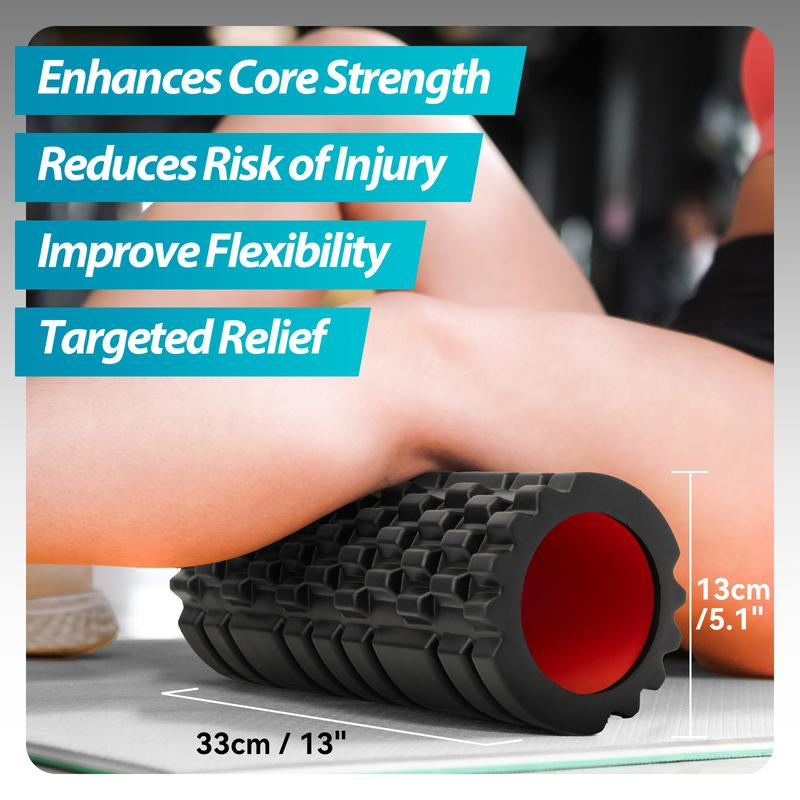 Foam Roller for Deep Tissue Massager, Patented High Density Exercise Foam Roller for Muscle Massage and Myofascial Trigger Point Release Back Roller for Fitness, Yoga and Pilates (Black) Body Care Therapy Muscle Massage Yoga Foam