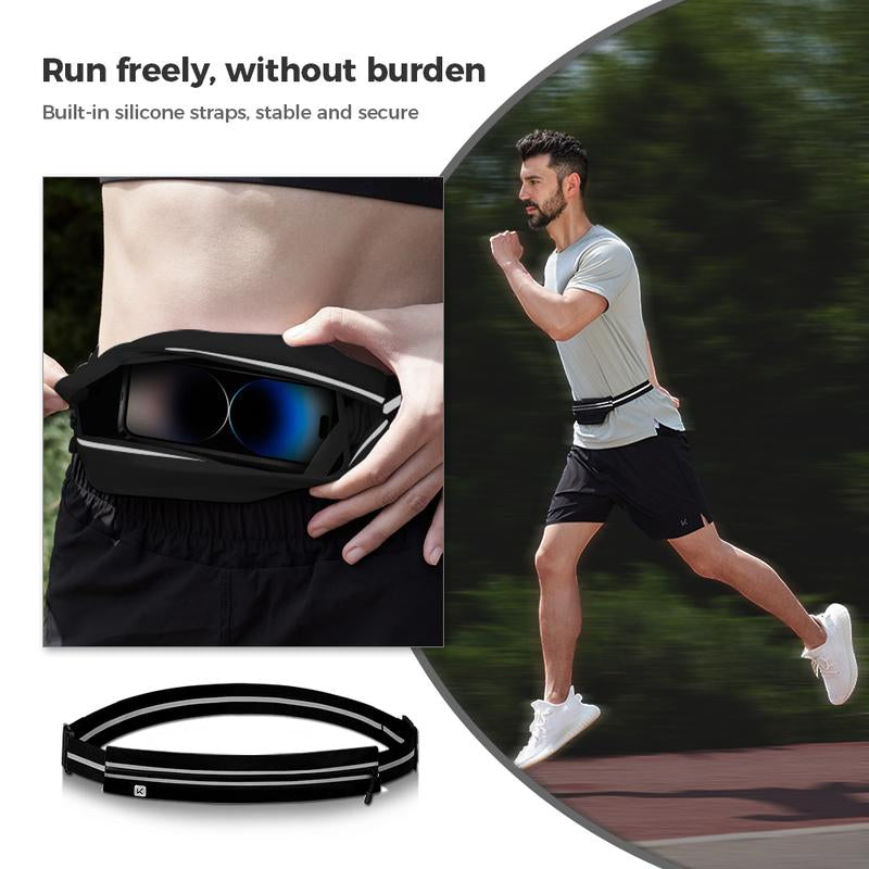 KEEP Slim Running Belt for Women & Men, Runners Fanny Pack for Men, Running Belt, Money Belt, Running Gear, Waist Bag Workout Gear