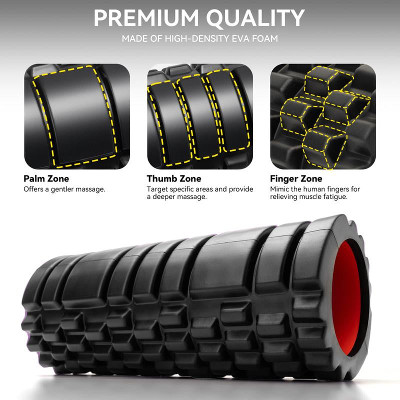Foam Roller for Deep Tissue Massager, Patented High Density Exercise Foam Roller for Muscle Massage and Myofascial Trigger Point Release Back Roller for Fitness, Yoga and Pilates (Black) Body Care Therapy Muscle Massage Yoga Foam