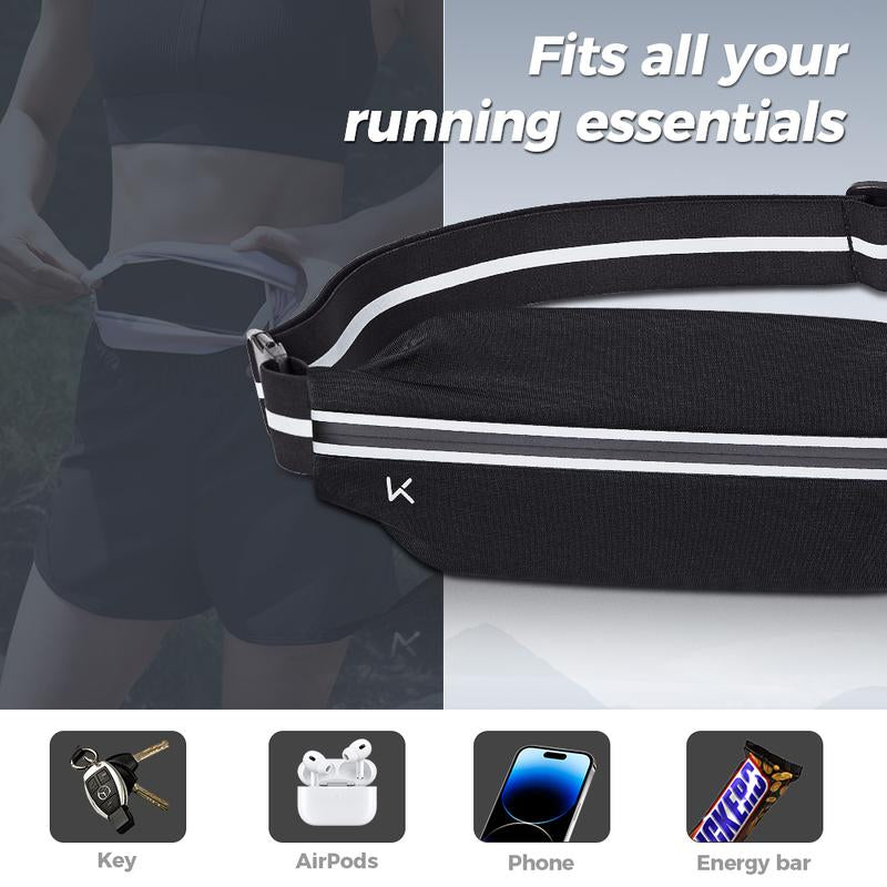 KEEP Slim Running Belt for Women & Men, Runners Fanny Pack for Men, Running Belt, Money Belt, Running Gear, Waist Bag Workout Gear